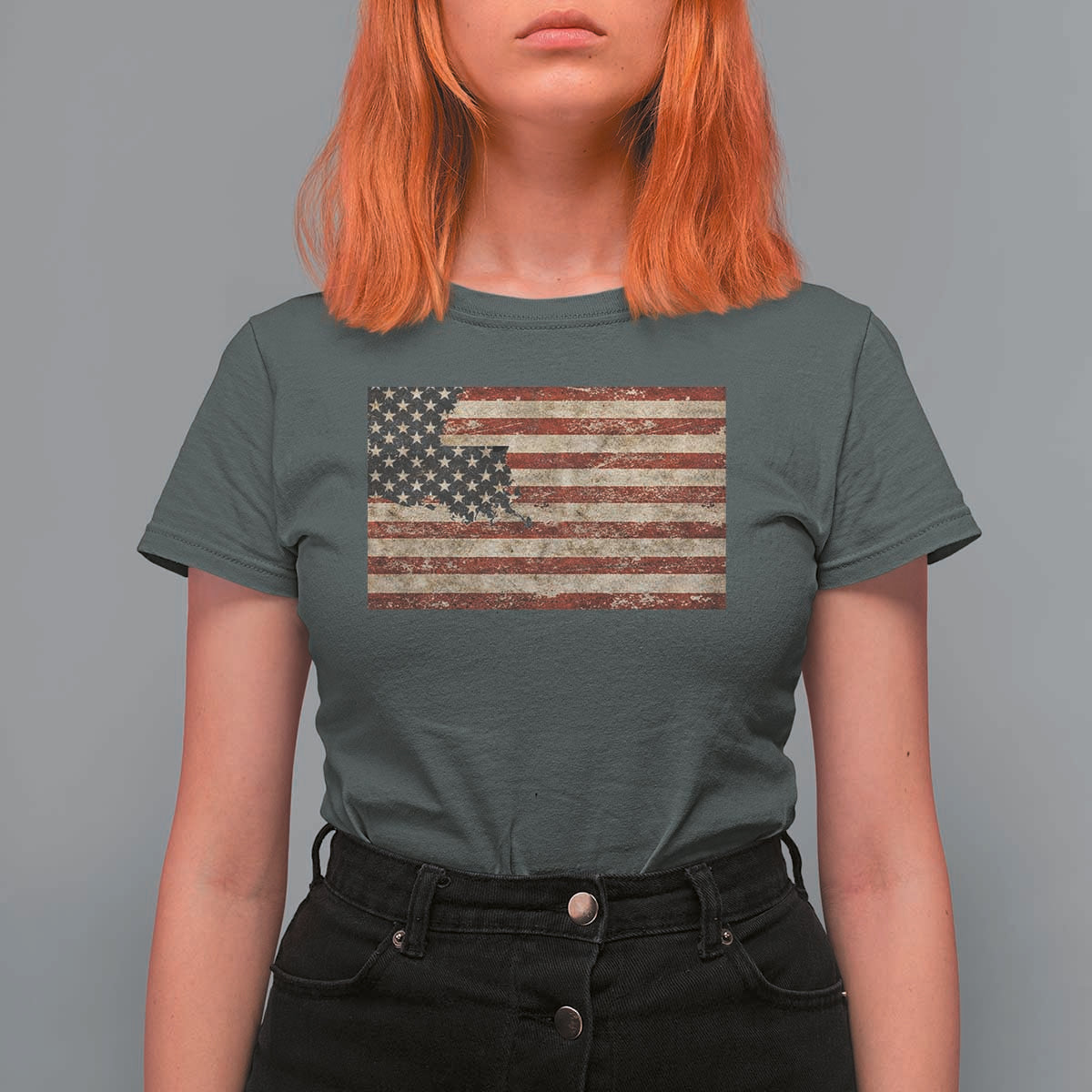 Louisiana Pride Vintage American Flag State Map T Shirt For Women
