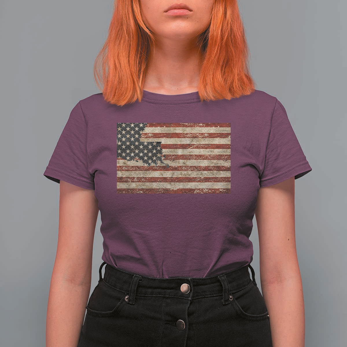 Louisiana Pride Vintage American Flag State Map T Shirt For Women