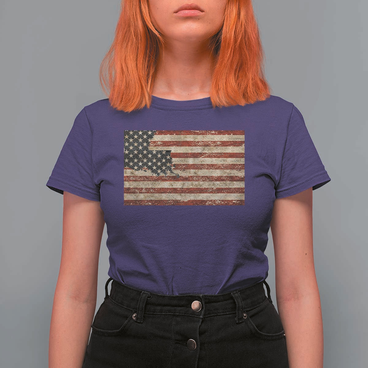 Louisiana Pride Vintage American Flag State Map T Shirt For Women