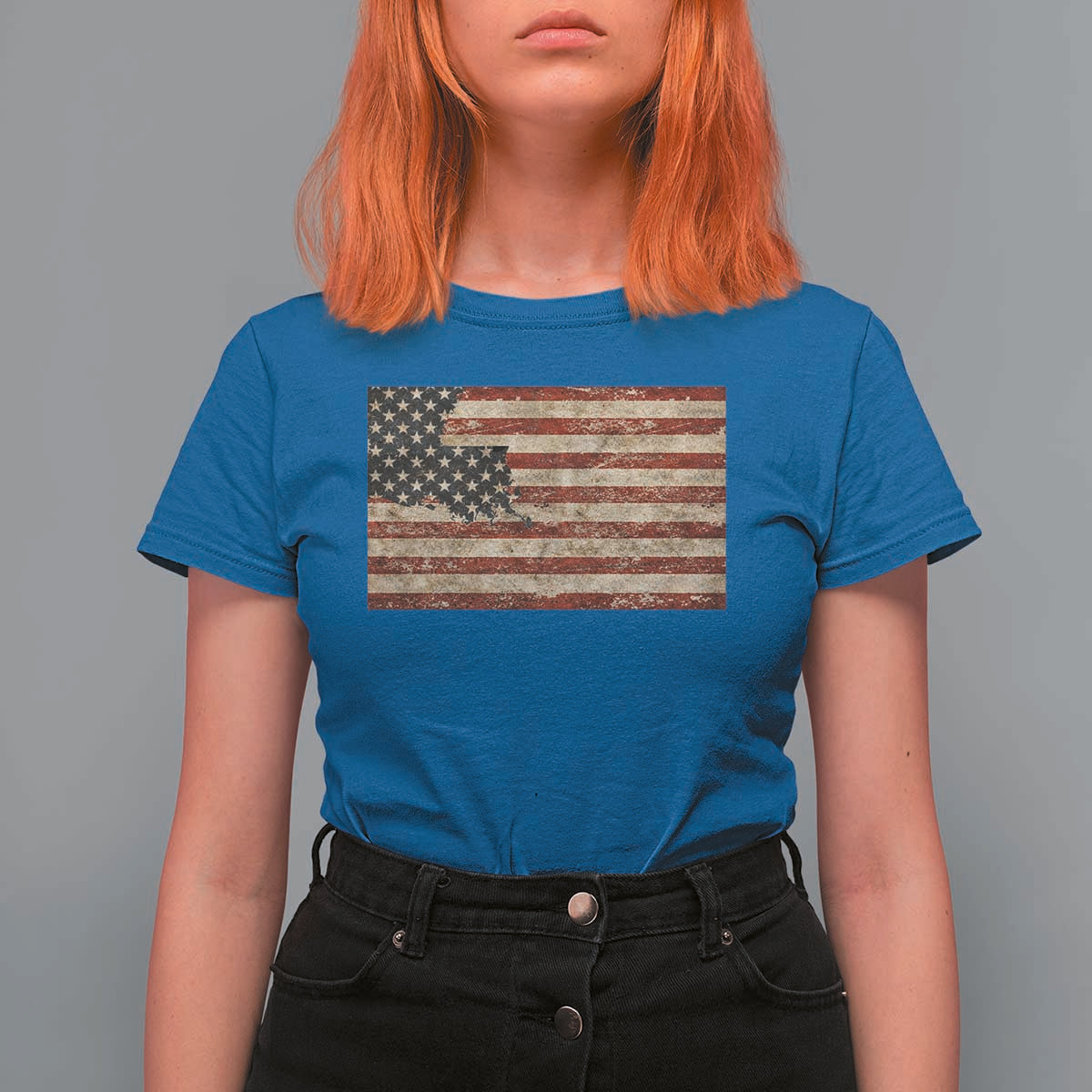 Louisiana Pride Vintage American Flag State Map T Shirt For Women