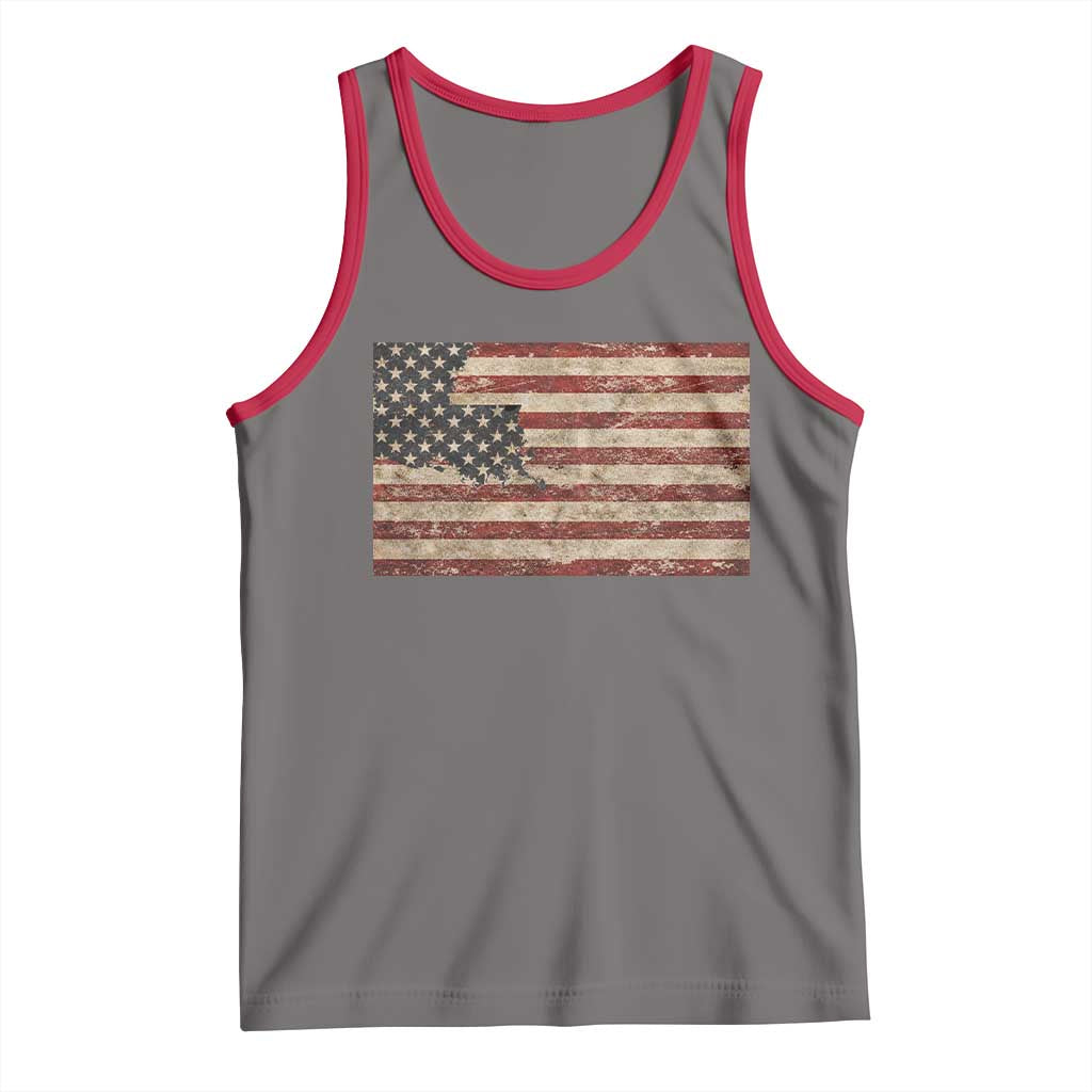Louisiana Pride Vintage American Flag State Map Tank Top