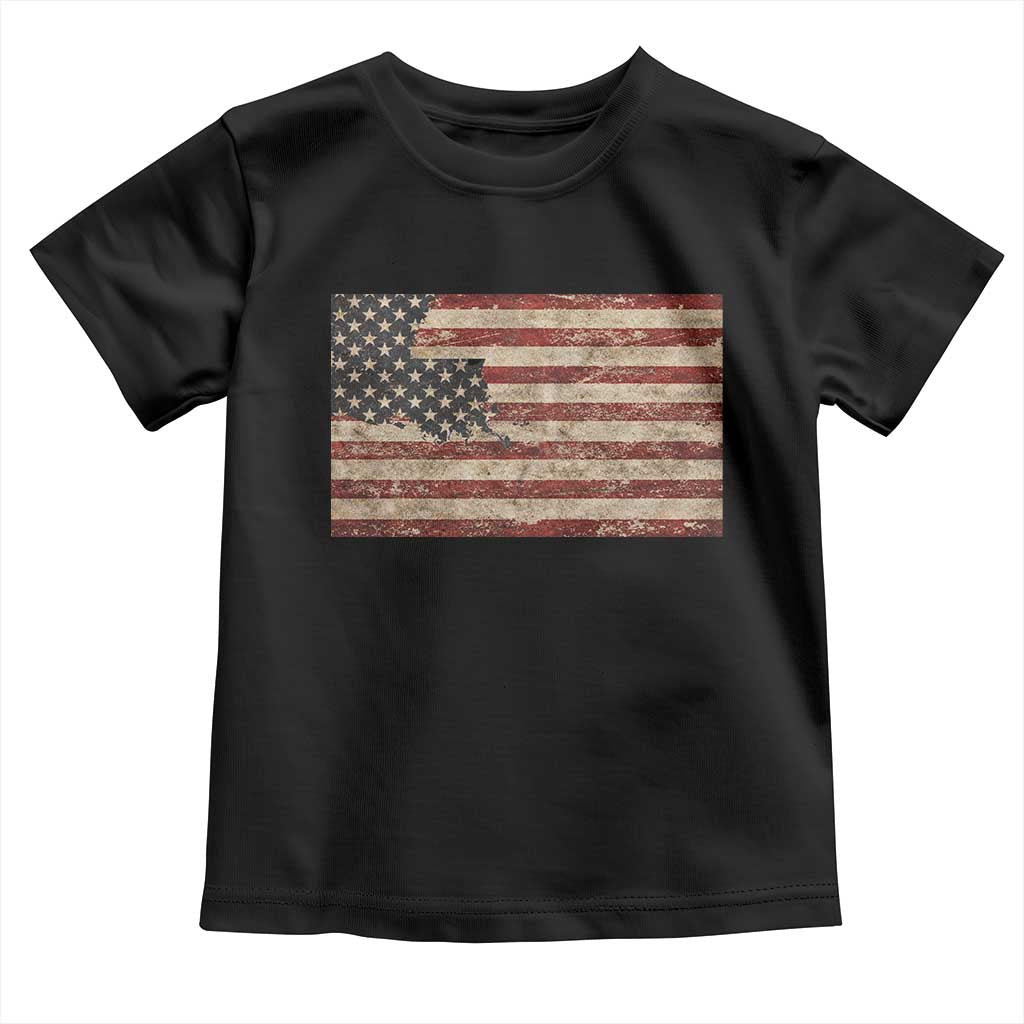 Louisiana Pride Vintage American Flag State Map Toddler T Shirt