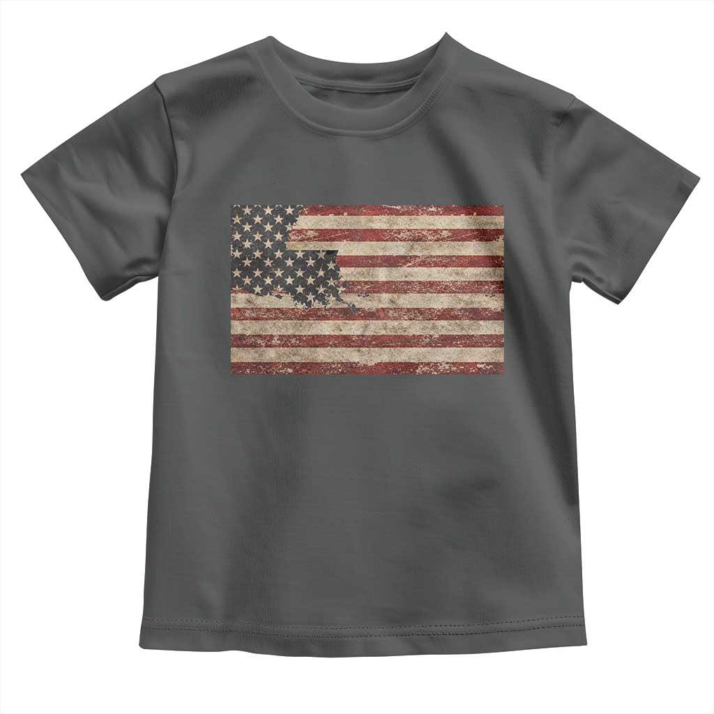 Louisiana Pride Vintage American Flag State Map Toddler T Shirt