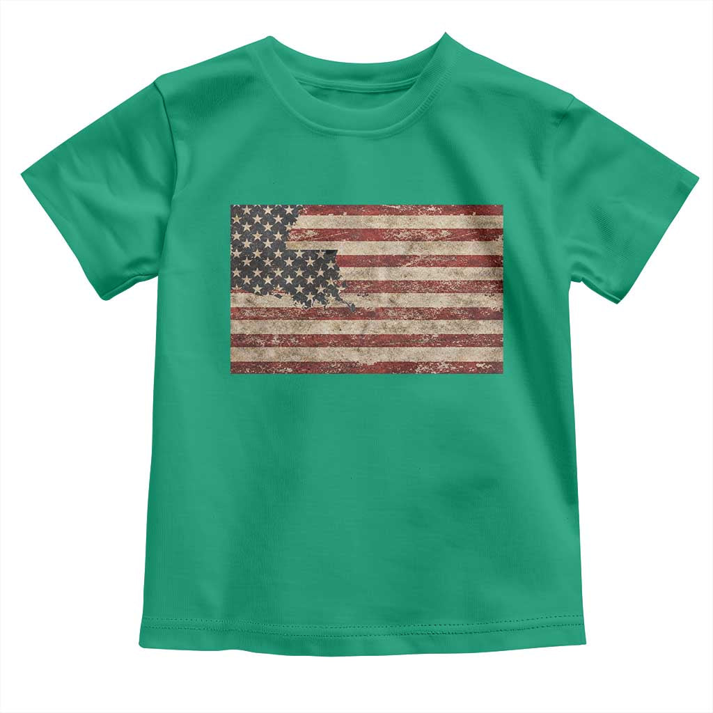 Louisiana Pride Vintage American Flag State Map Toddler T Shirt