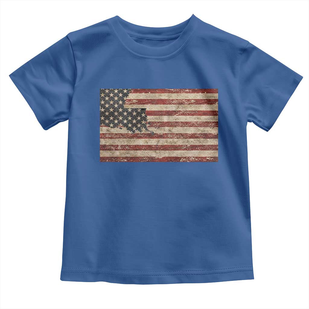 Louisiana Pride Vintage American Flag State Map Toddler T Shirt