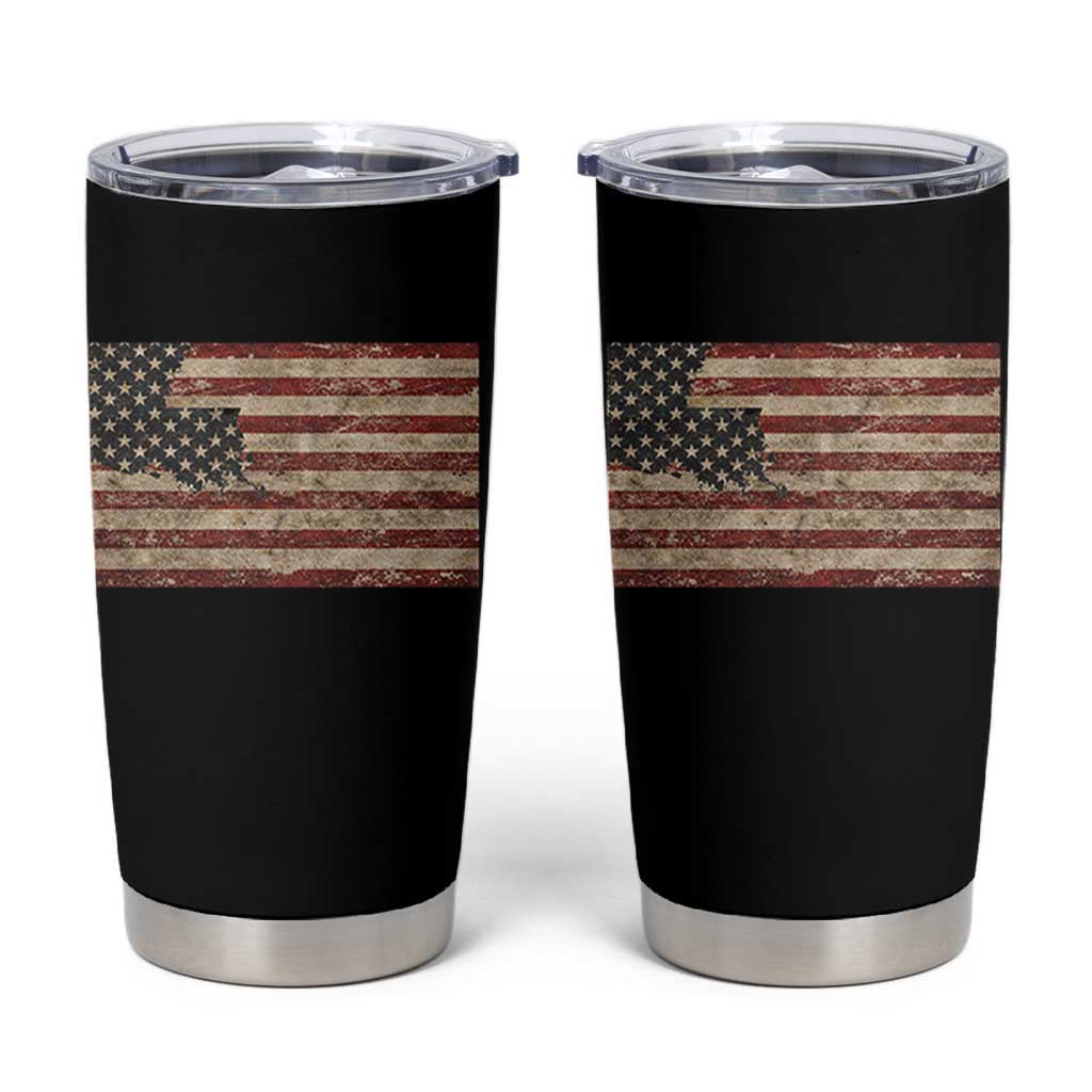 Louisiana Pride Vintage American Flag State Map Tumbler Cup