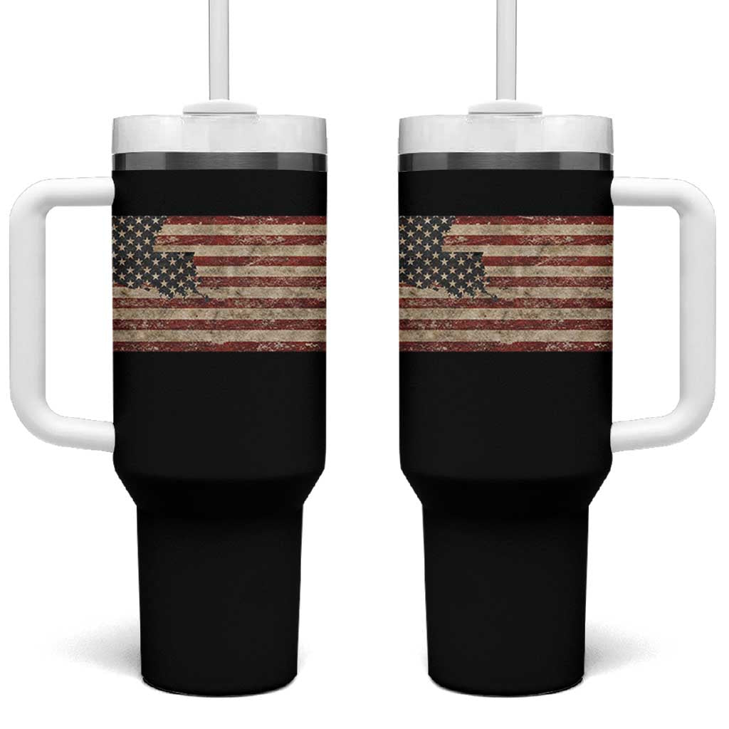 Louisiana Pride Vintage American Flag State Map Tumbler With Handle