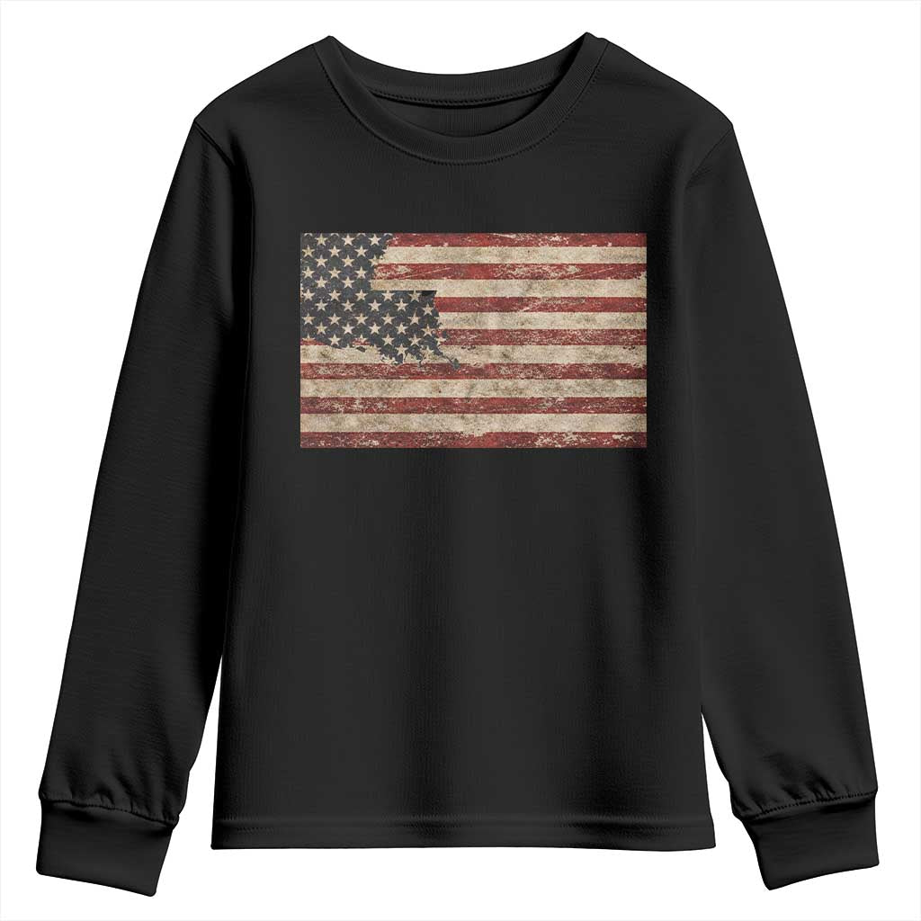 Louisiana Pride Vintage American Flag State Map Youth Sweatshirt