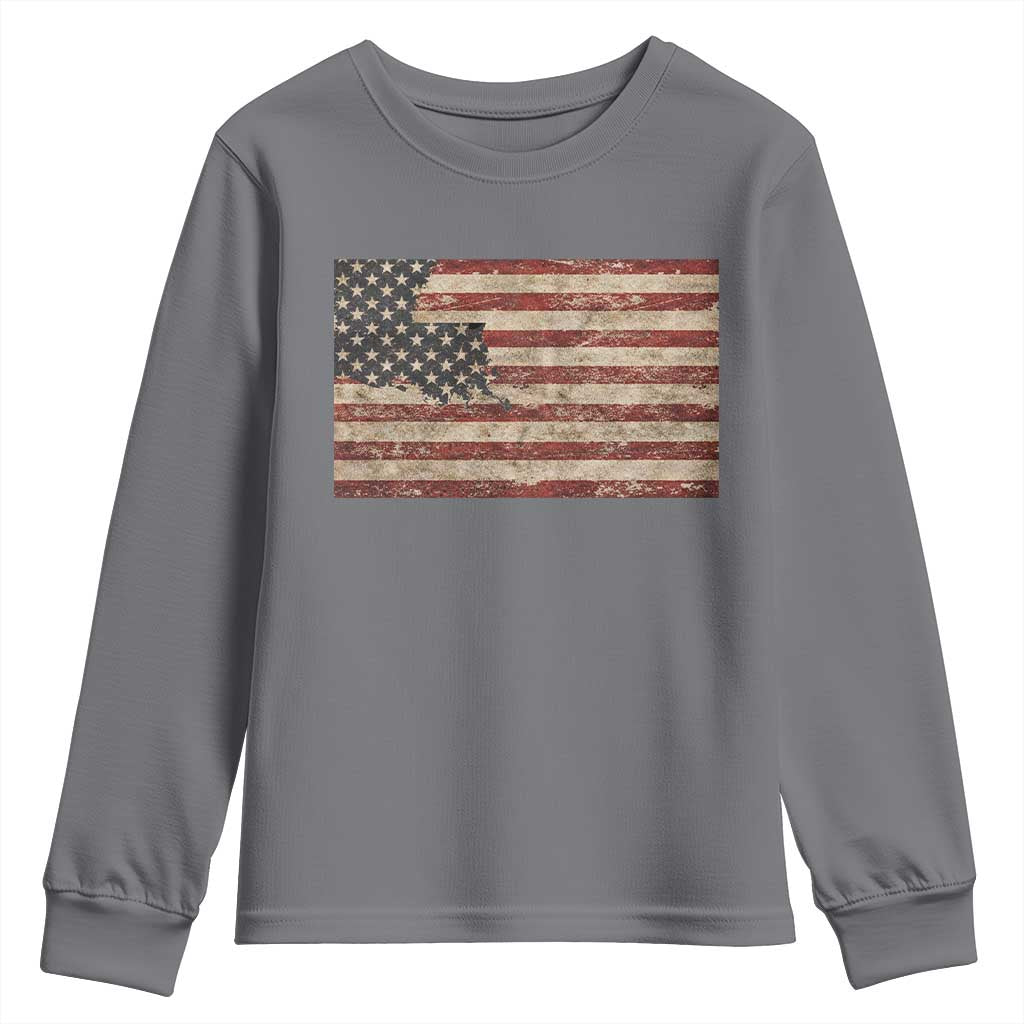 Louisiana Pride Vintage American Flag State Map Youth Sweatshirt