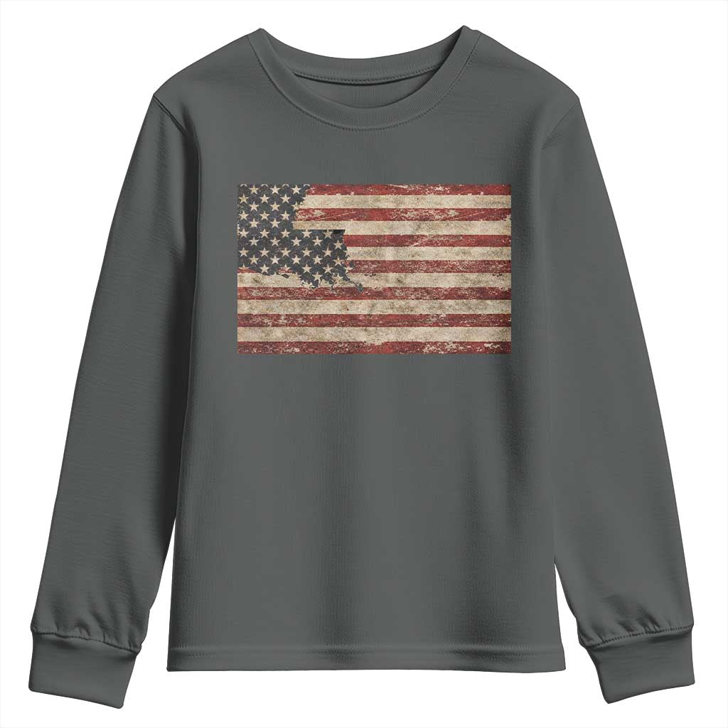 Louisiana Pride Vintage American Flag State Map Youth Sweatshirt