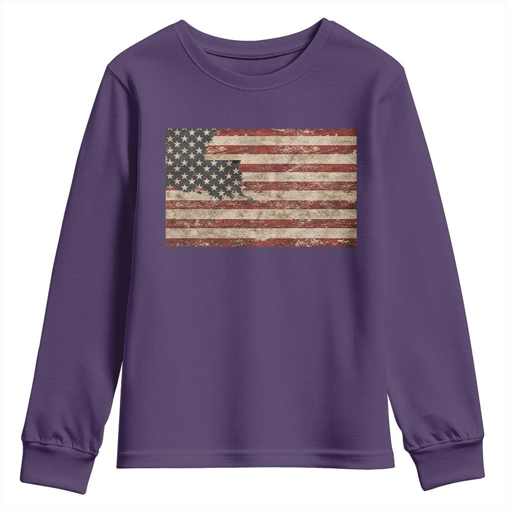 Louisiana Pride Vintage American Flag State Map Youth Sweatshirt