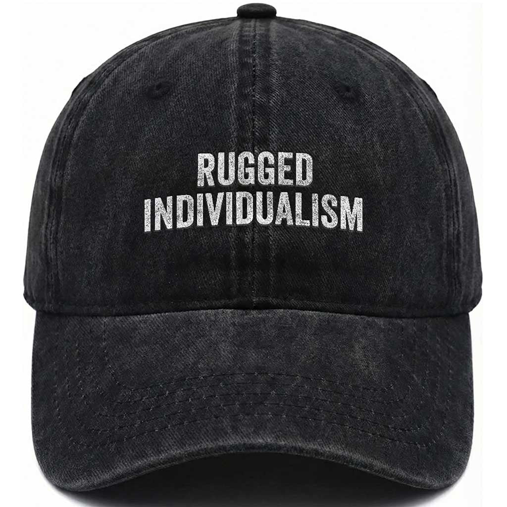 Rugged Individualism Washed Cotton Baseball Cap Funny Capitalism Saying