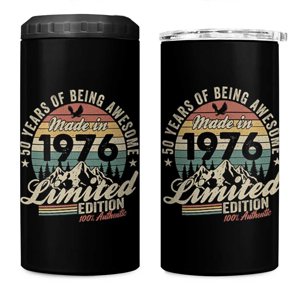 50th Birthday Made In 1976 4 in 1 Can Cooler Tumbler 50 Years Of Being Awesome Vintage Limited Edition