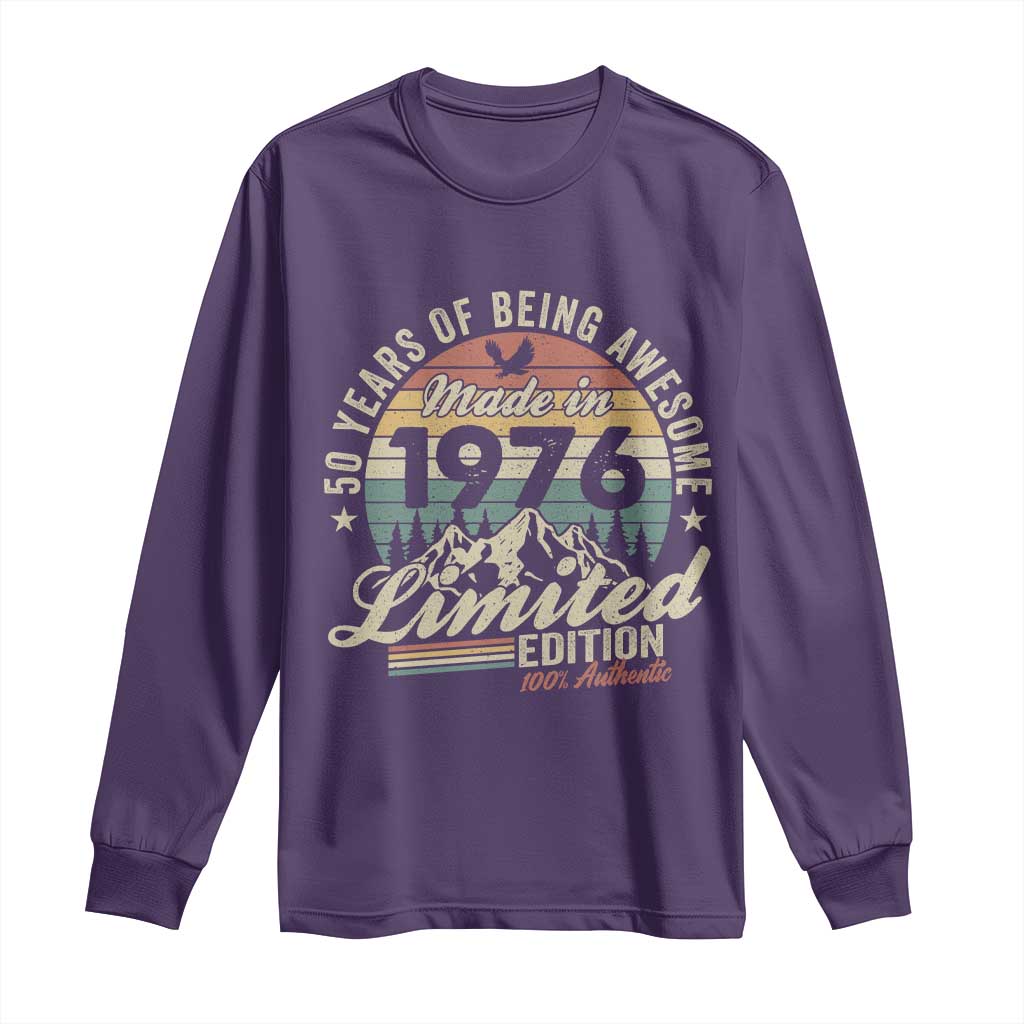 50th Birthday Made In 1976 Long Sleeve Shirt 50 Years Of Being Awesome Vintage Limited Edition