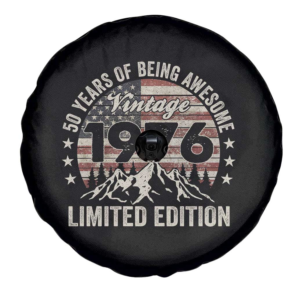 50th Birthday Vintage 1976 Limited Edition Spare Tire Cover 50 Years Of Being Awesome American Flag
