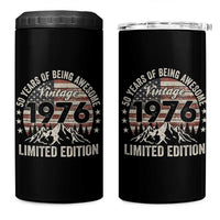50th Birthday Vintage 1976 Limited Edition 4 in 1 Can Cooler Tumbler 50 Years Of Being Awesome American Flag