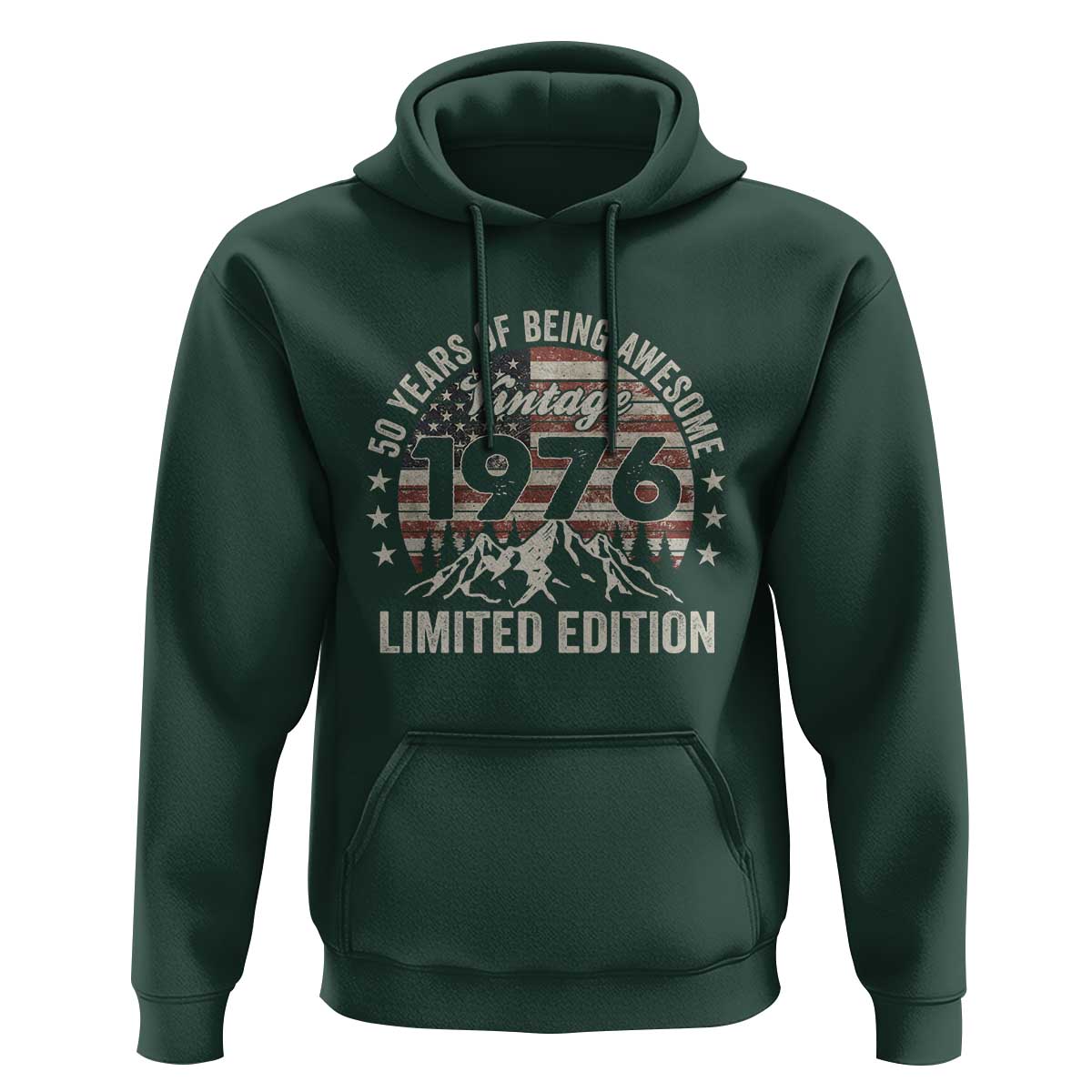 50th Birthday Vintage 1976 Limited Edition Hoodie 50 Years Of Being Awesome American Flag