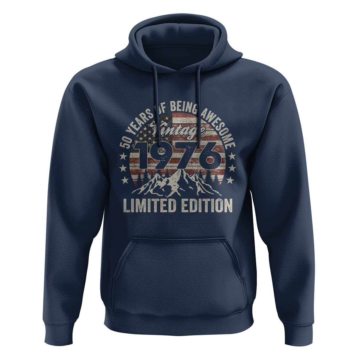 50th Birthday Vintage 1976 Limited Edition Hoodie 50 Years Of Being Awesome American Flag