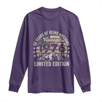 50th Birthday Vintage 1976 Limited Edition Long Sleeve Shirt 50 Years Of Being Awesome American Flag