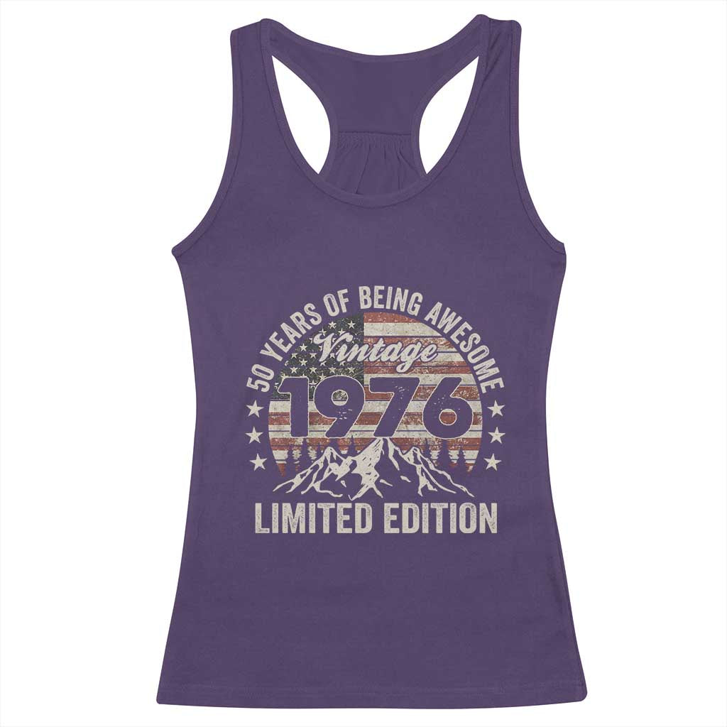 50th Birthday Vintage 1976 Limited Edition Racerback Tank Top 50 Years Of Being Awesome American Flag