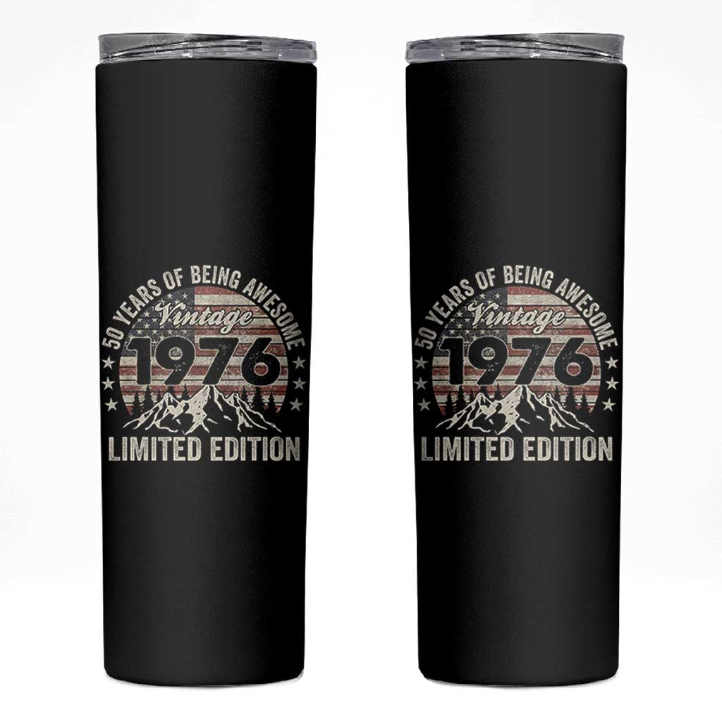 50th Birthday Vintage 1976 Limited Edition Skinny Tumbler 50 Years Of Being Awesome American Flag