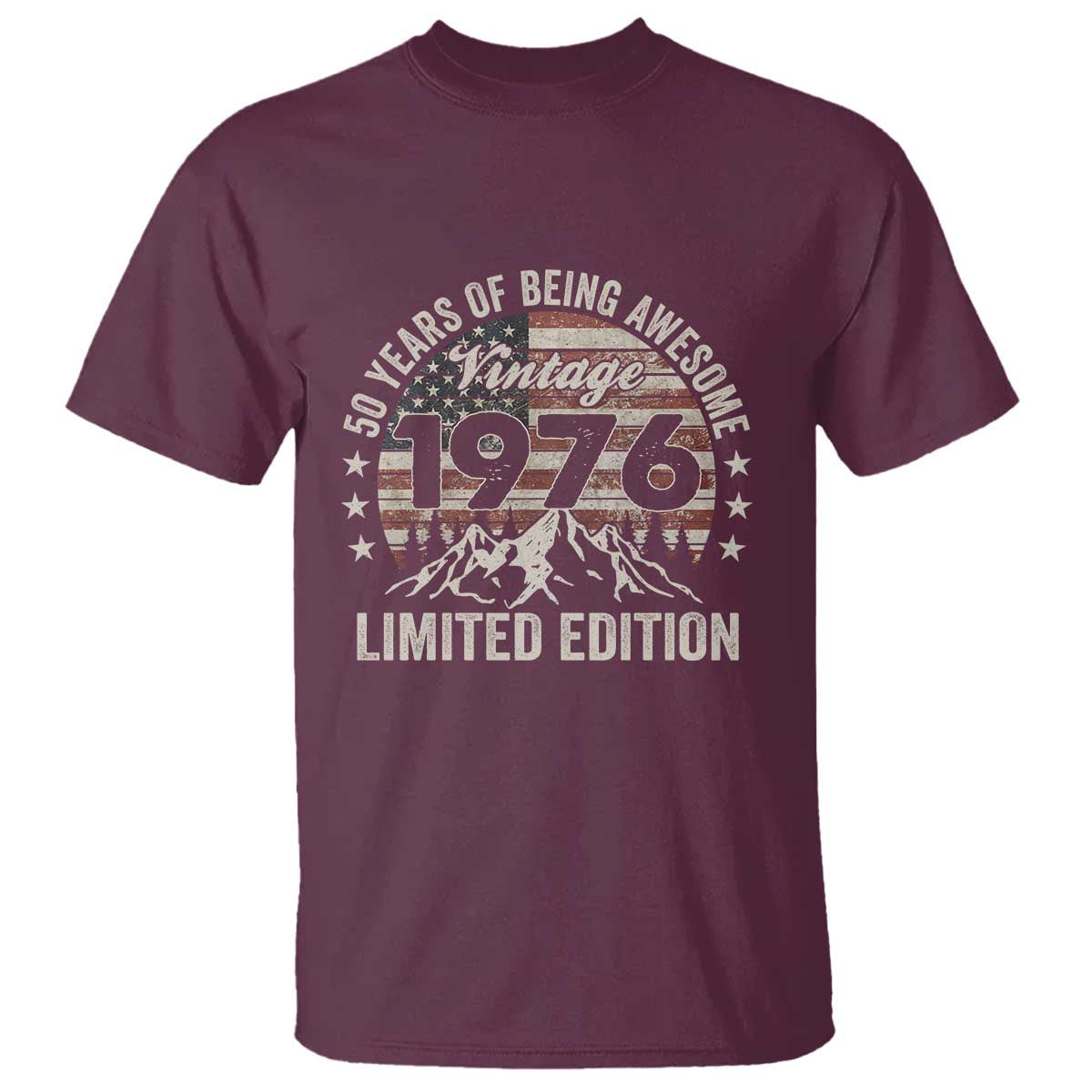 50th Birthday Vintage 1976 Limited Edition T Shirt 50 Years Of Being Awesome American Flag
