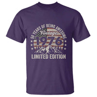 50th Birthday Vintage 1976 Limited Edition T Shirt 50 Years Of Being Awesome American Flag