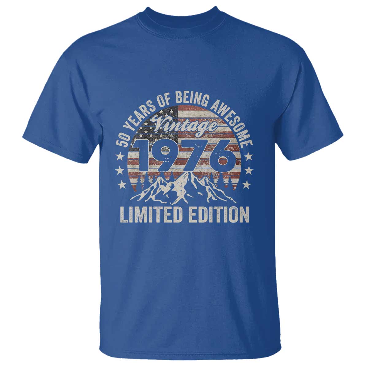 50th Birthday Vintage 1976 Limited Edition T Shirt 50 Years Of Being Awesome American Flag