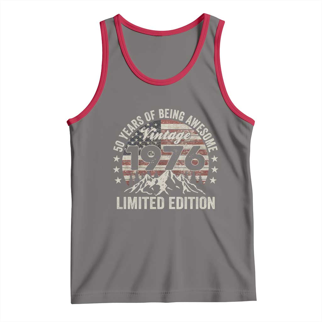50th Birthday Vintage 1976 Limited Edition Tank Top 50 Years Of Being Awesome American Flag