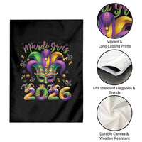 Mardi Gras 2026 Garden Flag Funny Jester Hat Carnival Fleur De Lis