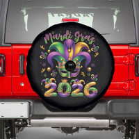 Mardi Gras 2026 Spare Tire Cover Funny Jester Hat Carnival Fleur De Lis