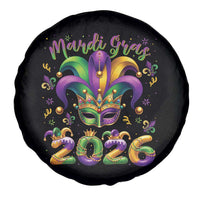 Mardi Gras 2026 Spare Tire Cover Funny Jester Hat Carnival Fleur De Lis
