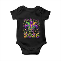 Mardi Gras 2026 Baby Onesie Funny Jester Hat Carnival Fleur De Lis