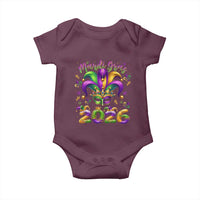 Mardi Gras 2026 Baby Onesie Funny Jester Hat Carnival Fleur De Lis