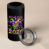 Mardi Gras 2026 4 in 1 Can Cooler Tumbler Funny Jester Hat Carnival Fleur De Lis