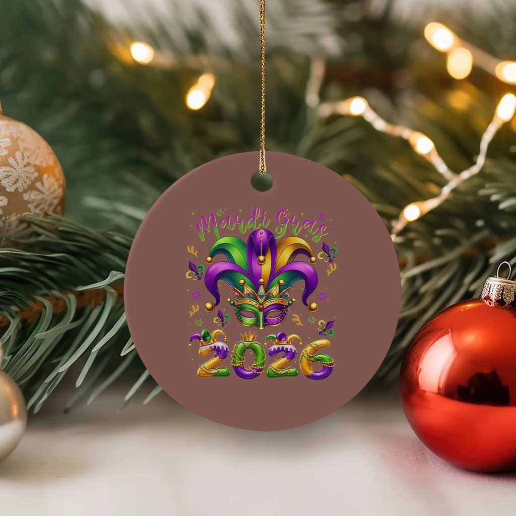 Mardi Gras 2026 Ceramic Ornament Funny Jester Hat Carnival Fleur De Lis