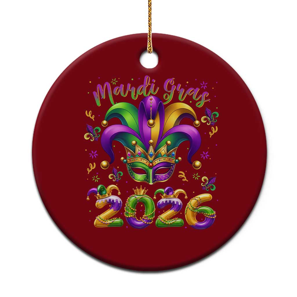 Mardi Gras 2026 Ceramic Ornament Funny Jester Hat Carnival Fleur De Lis