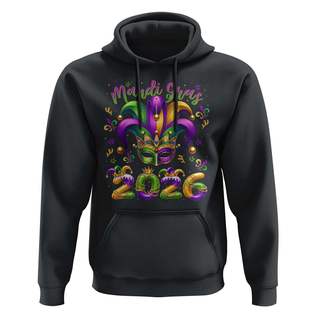 Mardi Gras 2026 Hoodie Funny Jester Hat Carnival Fleur De Lis