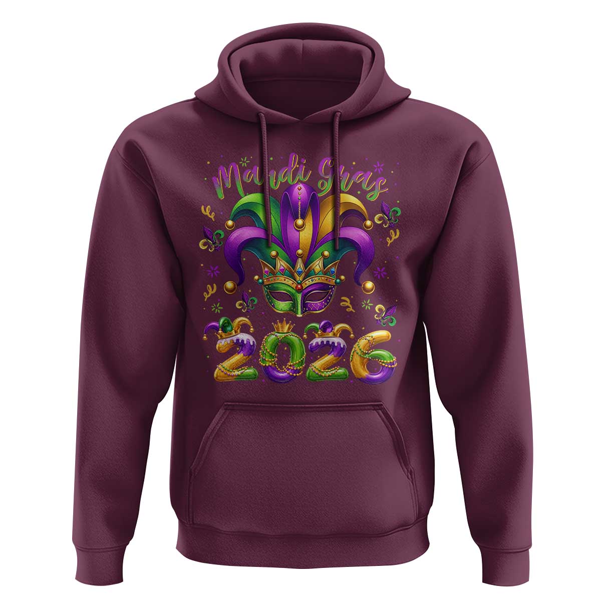 Mardi Gras 2026 Hoodie Funny Jester Hat Carnival Fleur De Lis