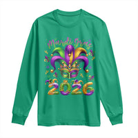 Mardi Gras 2026 Long Sleeve Shirt Funny Jester Hat Carnival Fleur De Lis