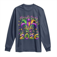 Mardi Gras 2026 Long Sleeve Shirt Funny Jester Hat Carnival Fleur De Lis