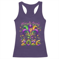 Mardi Gras 2026 Racerback Tank Top Funny Jester Hat Carnival Fleur De Lis