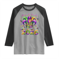 Mardi Gras 2026 Raglan Shirt Funny Jester Hat Carnival Fleur De Lis