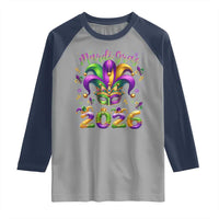Mardi Gras 2026 Raglan Shirt Funny Jester Hat Carnival Fleur De Lis