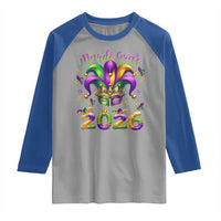 Mardi Gras 2026 Raglan Shirt Funny Jester Hat Carnival Fleur De Lis