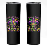 Mardi Gras 2026 Skinny Tumbler Funny Jester Hat Carnival Fleur De Lis