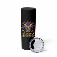 Mardi Gras 2026 Skinny Tumbler Funny Jester Hat Carnival Fleur De Lis
