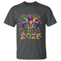 Mardi Gras 2026 T Shirt Funny Jester Hat Carnival Fleur De Lis