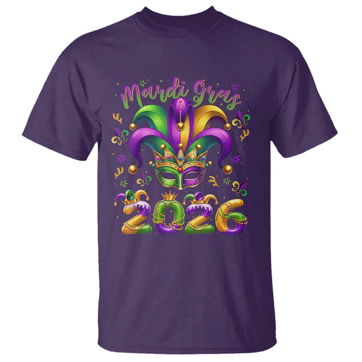 Mardi Gras 2026 T Shirt Funny Jester Hat Carnival Fleur De Lis