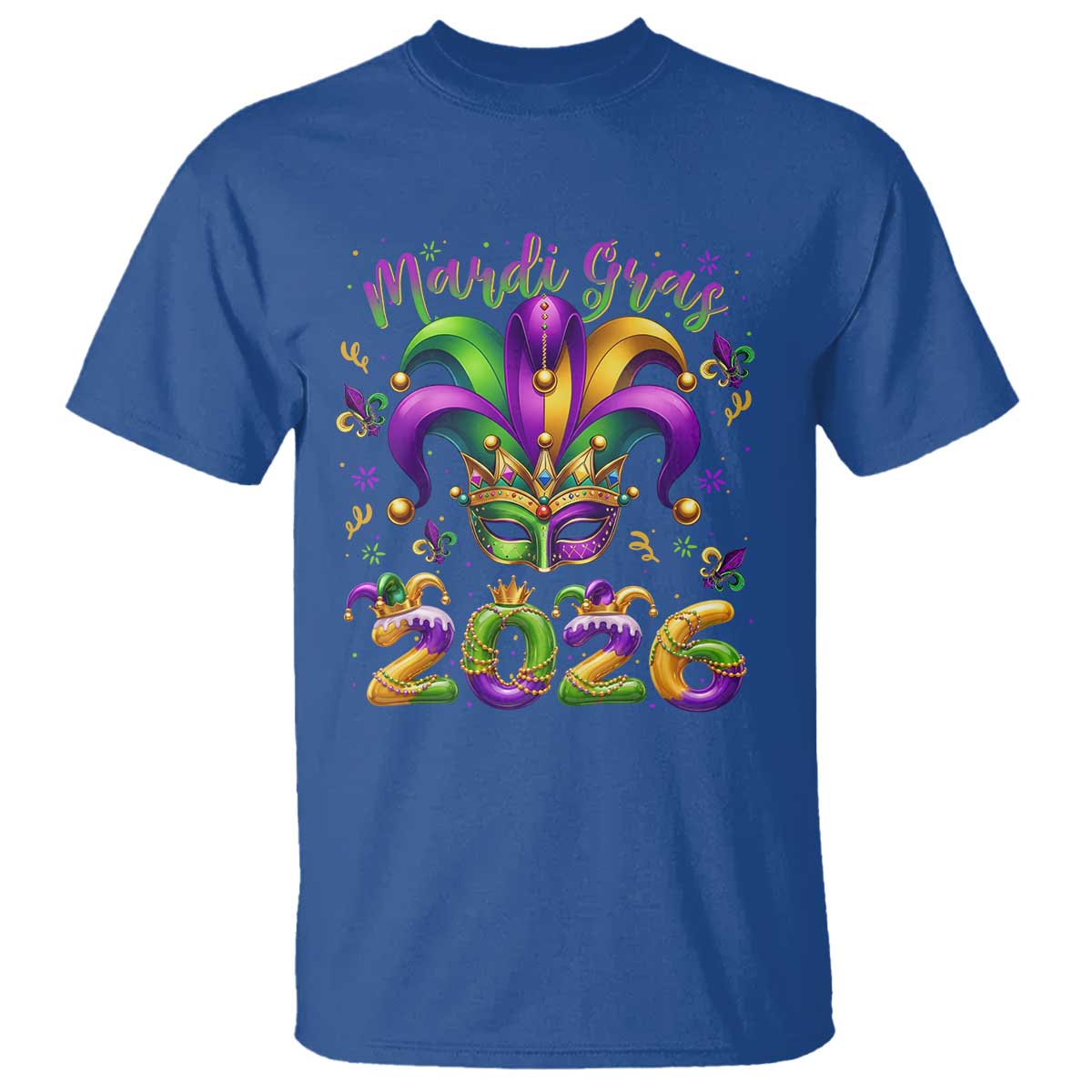 Mardi Gras 2026 T Shirt Funny Jester Hat Carnival Fleur De Lis